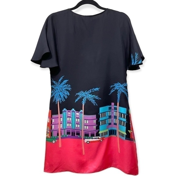 SILK Printed Charlotte Sparre mini dress with flutter sleeves size XS - Picture 2 of 7